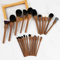 24 pinceaux de maquillage en bois de noyer noir, pinceaux à poudre, à blush, à fard à paupières, pinceaux de mélange, logo personnalisé, ensemble de pinceaux professionnels pour le maquillage