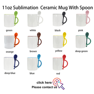 TY en stock 11oz vente en gros de tasses en céramique de sublimation poignée intérieure couleur tasse en céramique avec cuillère à thé - Product Image 4