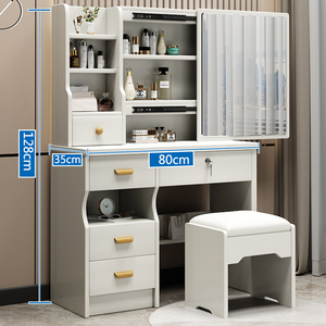 Professional <b>Makeup</b> Dressing Table With Lights Foldable Storage Cloud Mirror Small Vanity Desk For Salon Bedroom - Product Image 3