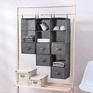 6-Shelf Hanging Clothes Storage Box Collapsible Accessory Shelves Hanging Closet Organizer