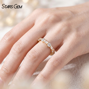 Starsgem Full Eternity <b>Ring</b> 1.62CTW 10K Solid Gold DEF VS Round Cut and Baguette Cut Lab Grown Diamond Wedding Band <b>Ring</b> - Product Image 3