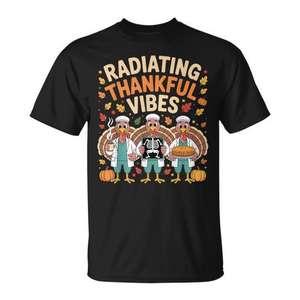 T-shirt Radiating Thankful Vibes Thanksgiving Turkey X-Ray Tech - Product Image 1