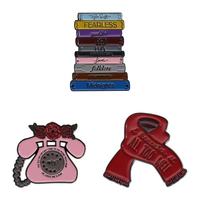 Cartoon Creative Pink Telefon Schal Buch zubehör Weiche Emaille Anstecknadel mit Metall Brosche Brief für Ostern & Neujahr