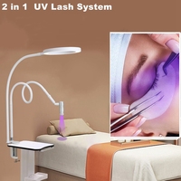 Lampe UV pour cils à double mode de fixation sur bureau 395 nm avec support de lumière annulaire de 100 cm pour les artistes en extensions de cils
