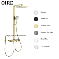 Ensemble de douche thermostatique de luxe en laiton avec étagère, robinet de douche pluie à jet doux brossé pour usage domestique