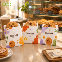 Sacs en papier personnalisés GLY PACK, résistants à la graisse, pour biscuits et snacks, qualité alimentaire, pour emporter, pour pâtisseries, emballage à emporter