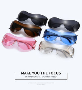 أحدث صيحات الموضة عدسة قطعة واحدة عالية الجودة إطار كبير نظارات شمسية شخصية بدون إطار نظارات أمان - Product Image 5