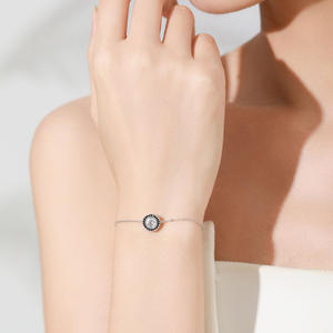 Pendientes y pulsera de plata de ley S925 retro de lujo con circonitas negras y blancas, un conjunto de joyería de estilo punk moderno y a la moda. - Product Image 4