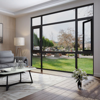 Ventanas Modernas Grandes de Guillotina Horizontal, con Apertura Eléctrica, Marco de Aleación de Aluminio, Vidrio Templado, Acero Inoxidable, para Baño