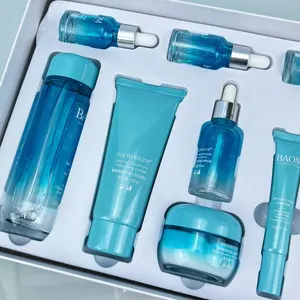 Conjunto de garrafas de vidro azul cobalto 30g 50g 40m 80ml 100ml 120ml, garrafa de vidro luxuosa para cosméticos, conjunto de embalagens cosméticas azul profundo