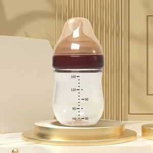 <span class=keywords><strong>Biberon</strong></span> en verre pour nouveau-né 160ML conception anti-colique anti-étouffement <span class=keywords><strong>mamelon</strong></span> en forme de sein bouteille résistante à la chaleur en borosilicate - Product Image 1