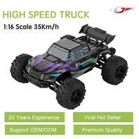Monster Truck Électrique Tout-Terrain 4x4 Haute Vitesse 1/16 en Métal, 2 Canaux, Fonction Suivez-Moi, Prêt à Rouler, Portée 80m, Idéal pour l'Export