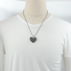 yunnique Skeleton Heart Pendant Necklace Stainless Steel 60cm Chain Men's Fashion Jewelry - Product Image 4