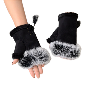 Guantes sin Dedos de Alta Calidad para Mujer, Lindos, de Felpa, Acrílico/Algodón, Cálidos para el Invierno, Uso Diario, Fiestas, Esquí y Deportes - Product Image 1