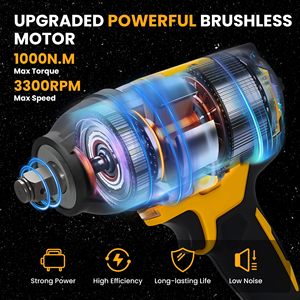 Llave de impacto inalámbrica de 21V con batería de iones de litio, sin escobillas, de 3/4 de pulgada, con torque de 1000 NM, alto torque para automóvil, hogar, bricolaje, muebles y automoción. - Product Image 3