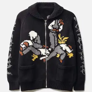Suéter de malha de algodão casual com logotipo personalizado Nanteng para homens com zíper