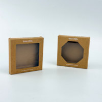 Boîte d'emballage personnalisée pour sous-verres avec fenêtre, logo blanc, boîtes en carton kraft recyclable pour sous-verres en céramique