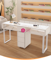 Yicheng beauté équipement professionnel noir manucure bureau ongles Salon de beauté meubles Double Table pour manucure