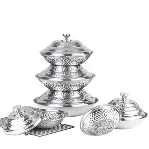 Set Peralatan Makan Dapur, Set Mangkuk Peralatan Makan Stainless Steel dengan Tutup Pegangan Bagus