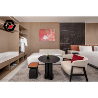Suite de chambre d'hôtel complète sur mesure avec lit, armoire et fenêtre pleine hauteur, style moderne 5 étoiles, fabriquée directement par le fabricant de Foshan