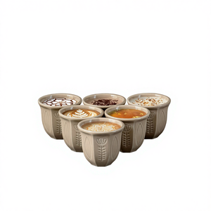 Набор кофейных чашек в ближневосточном стиле, 100 мл, 6 предметов, разноцветный, с гравировкой «Тюльпан-арабеск», безопасный для пищевых продуктов - Product Image 2