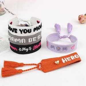 10 pz festa della mamma ricamo braccialetto <span class=keywords><strong>ti</strong></span> amo mamma per sempre mia madre Super mamma braccialetto gioielli regali per Mama nappa braccialetto - Product Image 3