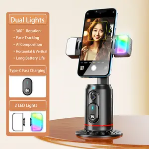 Yeni Model Q02 AI akıllı yüz izleme şarj edilebilir pil Selfie sopa 360 derece rotasyon telefon tutucu