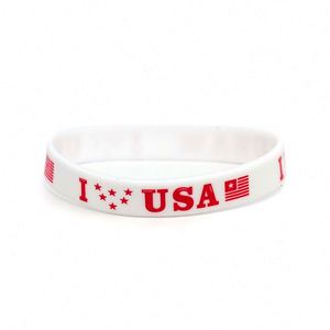 July Patriotic Rubber <b>Bracelets</b> USA Flag Wristbands <b>Red</b> White and Blue Silicone <b>Bracelet</b> for Independence Day Party Favor - Product Image 6