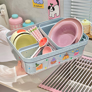 Panier égouttoir double couche pour cuisine, bac de lavage de fruits et légumes, support filtrant à poignée épaissie, plusieurs tailles, en matériau PET - Product Image 4