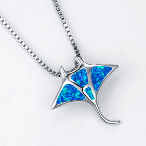 Collier pendentif en opale de feu bleu océan Manta <span class=keywords><strong>Ray</strong></span> Stingray - Product Image 1