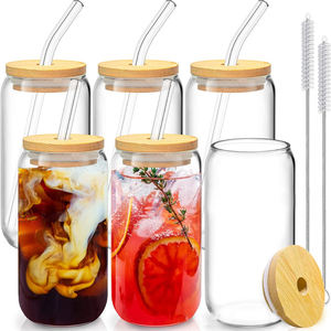 كوب زجاجي للحليب والماء والقهوة 12 أونصة كوب شاي مقاوم للحرارة مع غطاء من الخيزران - Product Image 2