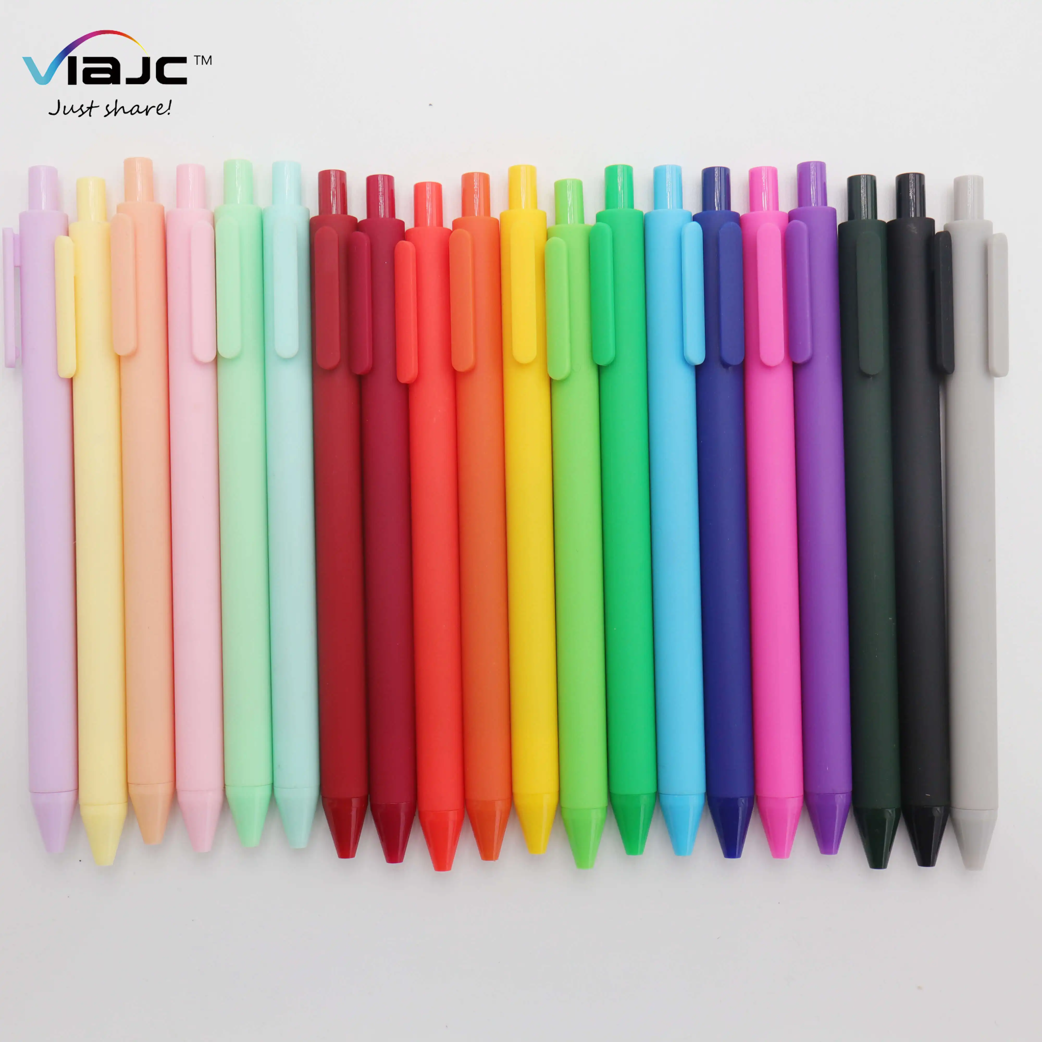 Customized Pen With Logo Soft Touch Pen Ink Multi Color Soft Rubber Finished Plastic Click Gel Ink Pen With Fine Point