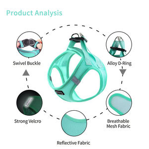 Arnés y Correa para Perros y Gatos, Antideslizante, Cómodo, de Malla Reflectante, Personalizado, Grande, Resistente, Ajustable, Sin Tirones - Product Image 2