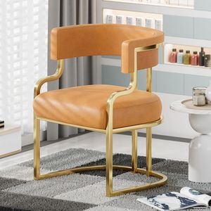 Silla de Comedor Moderna de Metal de Lujo con Tapicería de Cuero PU, Ecológica y Duradera para el Hogar, Oficina, Hotel, Salón de Uñas - Product Image 4