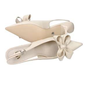Donna Slingback Pumps Beige 7.5 Cm Heel Size 39 <b>With</b> <b>Bow</b> Detail - Product Image 6