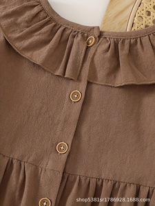 Vestido Casual de Otoño para Bebés y Niñas Pequeñas, Diseño Sólido con Encaje, Corte en A, Largo hasta la Rodilla - Product Image 2