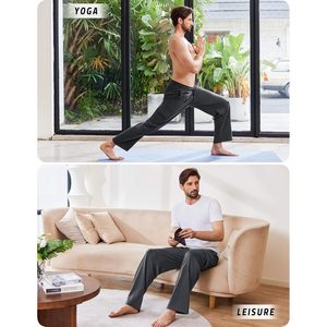 FOXA Men's Cargo Sweatpants 100% Cotton Breathable Straight Leg <b>Lounge</b> Pants With Multiple Pockets Uncuffed Joggers - Product Image 5