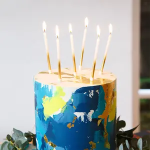 Bougie de gâteau d'anniversaire incurvée romantique, décoration de fête créative, spirale incurvée, dorée, bougie tordue, boîte en papier