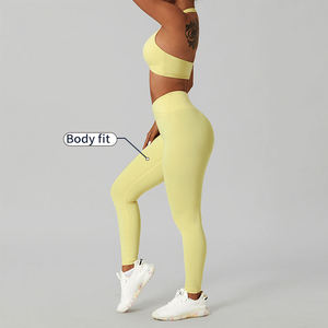 Conjunto Deportivo de Dos Piezas para Mujer, Pantalones de Yoga de Nailon y Elastano de Alta Elasticidad para Gimnasio y Fitness - Product Image 2