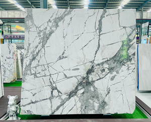 แผ่นหินอ่อนสีขาวหิมะที่ทันสมัยพื้นผิวหินอ่อนหินอ่อนแม่น้ำภูเขาน้ำแข็งธรรมชาติสำหรับพื้นโรงแรมพื้นวิลล่าโรงงาน - Product Image 6