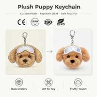 Porte-clés personnalisé en peluche chiot, porte-clés chien en peluche personnalisé avec lunettes irisées, pendentif animal en fausse fourrure pour cadeau