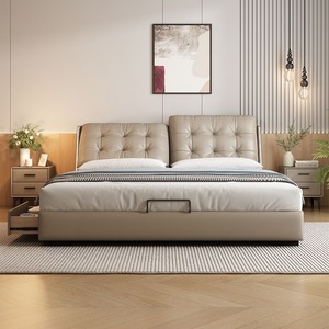 Modern Hard Wood Frame Master Bedroom Wedding Bed with Storage With Storage <strong>Head</strong> <strong>Board</strong> - Product Image 5