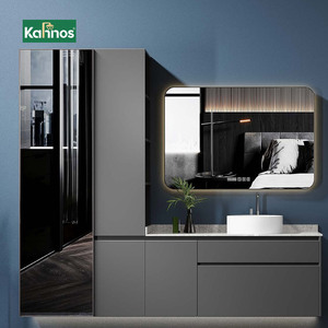 Modern Water Resistant Vessel Sink Bathroom Vanities Led Backlit Square <b>Mirror</b> <b>Wall</b> Mounted Tall Storage Vanity <b>Set</b> for Hotel - Product Image 1