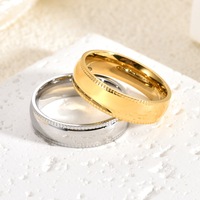 Cincin Pasangan Motif Gear 6MM Lapis Emas Baja Tahan Karat untuk Pria dan Wanita