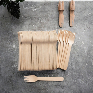 Ensemble de couverts modernes en bois biodégradables jetables, fourchettes, couteaux, cuillères, cuillères-fourchettes marron, écologiques pour le camping et les fêtes - Product Image 3