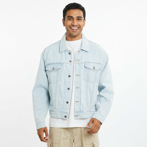 New Hot Selling Men's <b>Customized</b> Logo <b>Denim</b> <b>Jackets</b> for Men and Casual Winter Wear High Quality Side Pockets <b>Denim</b> <b>Jackets</b> - Product Image 1