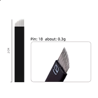 HadiyahBeauty 18U Aiguilles de microblading jetables pour stylo manuel de microblading, outils de stylo à sourcils, lames 14/16/18/21 broches