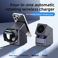 Produit phare : Support de bureau multifonctionnel avec lampe et rotation à 360° pour iPhone et Samsung, chargeur sans fil magnétique 3-en-1 15W