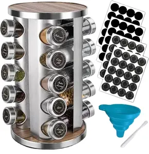 Morden Spice Rack Organizer 20 Spice Jars Rotating Spice Rack for Countertop