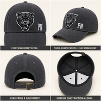 Cappellino da Baseball in Corduroy Personalizzato con Logo Ricamato, 6 Pannelli, Grigio Scuro Testurizzato Vintage, Gorras Autunno Inverno